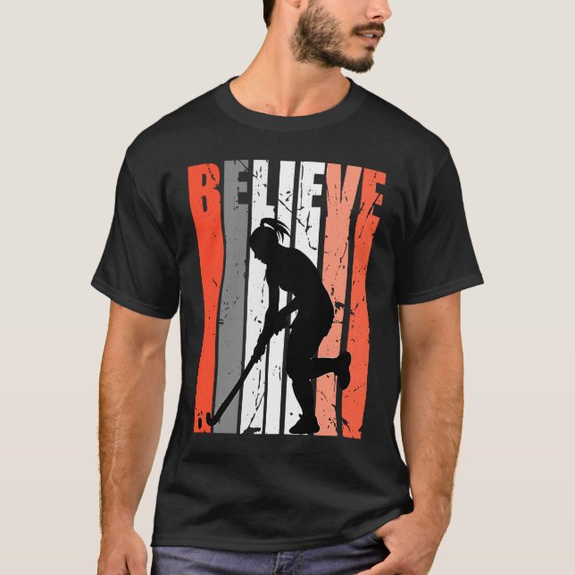 Camiseta Retro Believe Hockey Team Field Hockey Orange Colo (Frente)