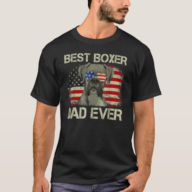 Camiseta Retro Best Boxer Dad Ever US Flag Dog Lover Father (Frente)