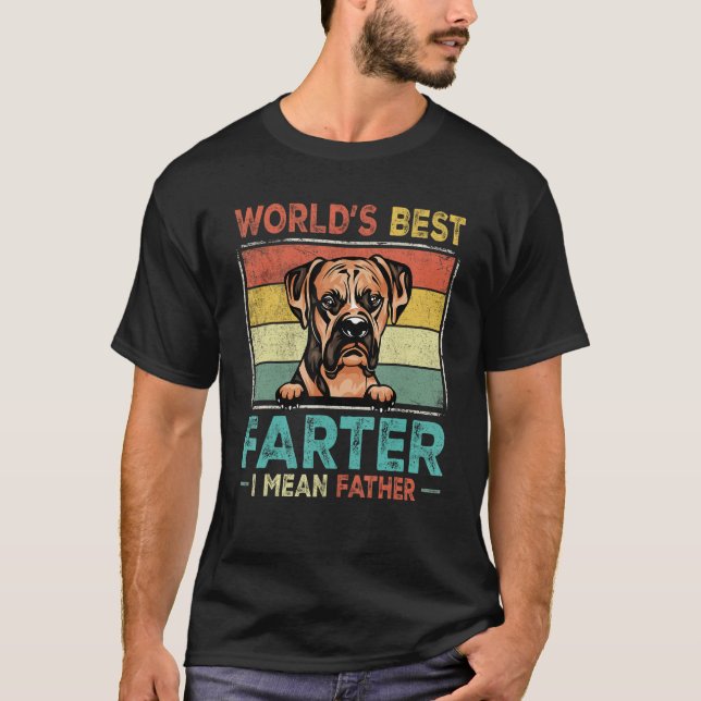 Camiseta Retro Best Dad Ever Cool Boxer Dog Pet (Frente)