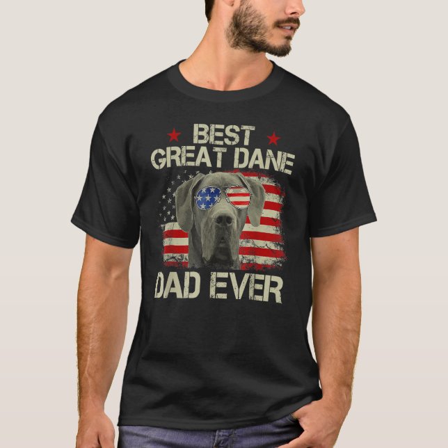 Camiseta Retro Best Great Dane Dad Ever US Flag Dog Lover F (Frente)