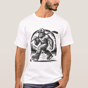 Camiseta Retro Bigfoot Hóquei Divertido Sasquatch Bigfoot J