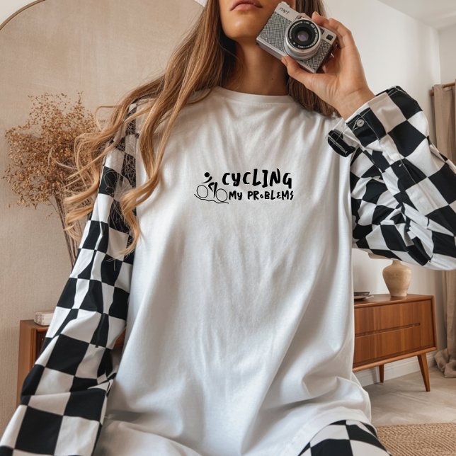 Camiseta Retro bike Girl Irony black (T-shirt - a cool vintage bike design and the fun saying "Ride First, Regret Later".)