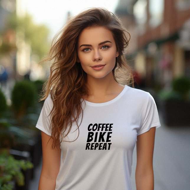 Camiseta Retro bike Girl Irony black (This tee is got a cute retro bike vibe paired with the fun saying "Coffee, Bike, Repeat.")