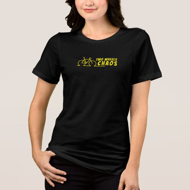 Camiseta Retro bike Girl Irony black yellow (Frente)