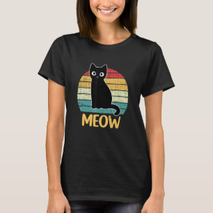 Camiseta Retro Black Cat Meia Gatinho Engraçada Gatos