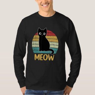 Camiseta Retro Black Cat Meia Gatinho Engraçada Gatos