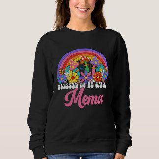 Camiseta Retro Blessed To Be Called Mema Rainbow Groovy Hip