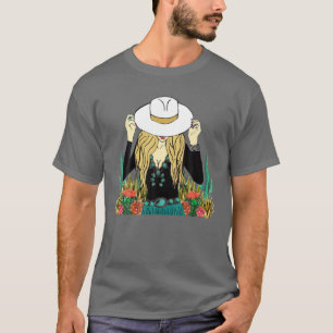Camiseta Retro Bloneiro Cowgirl Punchy Cowhide Turquoise We
