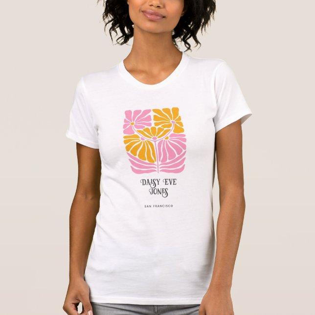 Camiseta Retro Boho Cor-de-rosa Laranja Dourado (Frente)