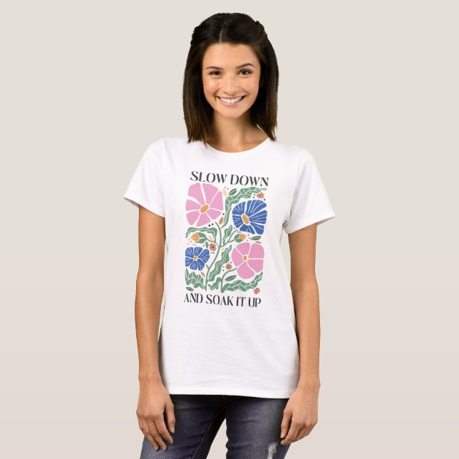 Camiseta Retro Boho Floral Quote Abranja E Sobe (Frente Completa)