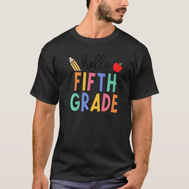 Camiseta Retro Boho Hello Gráfico de 5 do 5º ano para Diver (Frente)