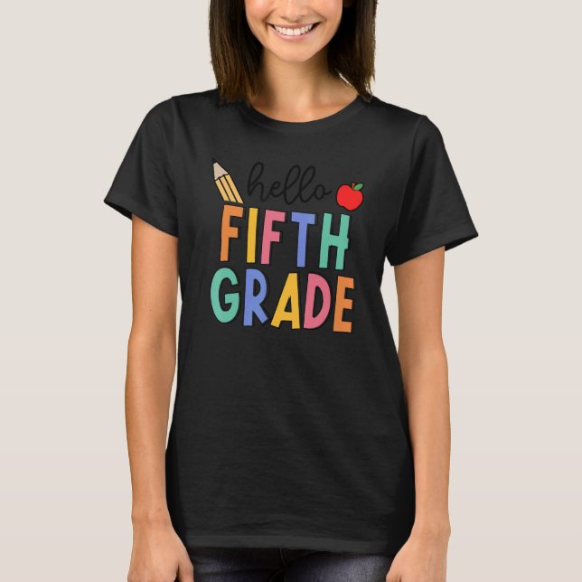 Camiseta Retro Boho Hello Gráfico de 5 do 5º ano para Diver (Frente)