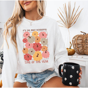 Camiseta Retro Boho Pumpkins com Cotação de Queda