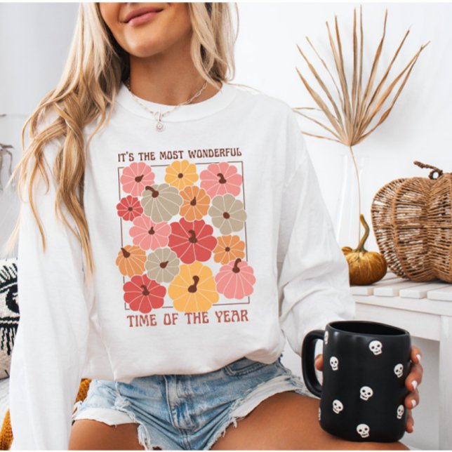 Camiseta Retro Boho Pumpkins com Cotação de Queda (Criador carregado)