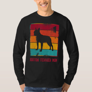 Camiseta Retro Boston Terrier Mãe Proprietária Mãe Pet Mama