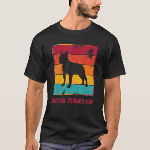 Camiseta Retro Boston Terrier Mãe Proprietária Mãe Pet Mama