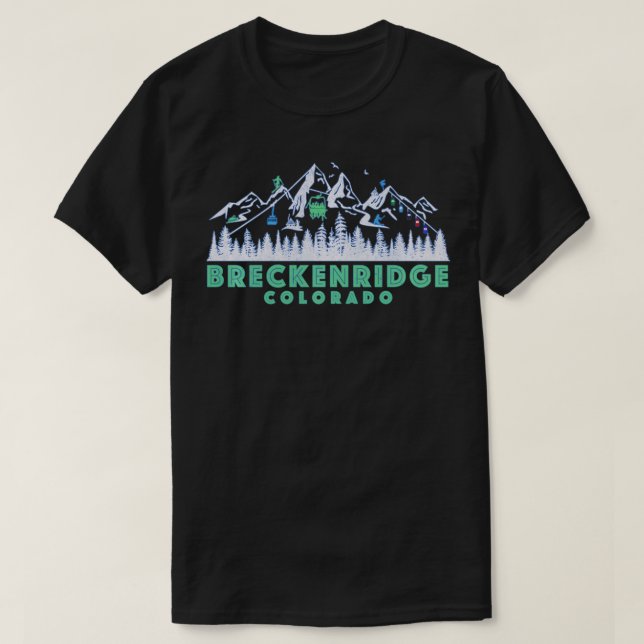 Camiseta Retro Breckenridge CO Ilustração Vintage Snow Sk (Frente do Design)