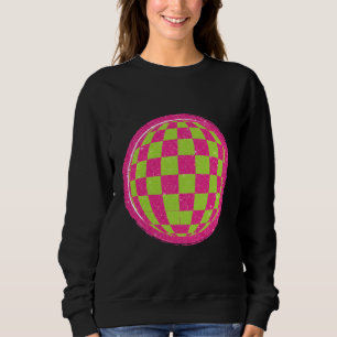 Camiseta Retro Brilho Y2K Globo Xadrez Distress
