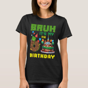 Camiseta Retro Bruh É Meu 6º Aniversário Bolo Pixel Gamer 6