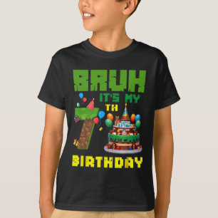 Camiseta Retro Bruh É Meu 7º Aniversário Bolo Pixel Gamer 7