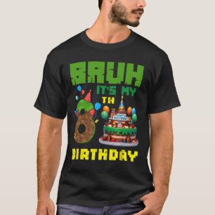 Camiseta Retro Bruh É Meu 8º Aniversário Bolo Pixel Gamer 8