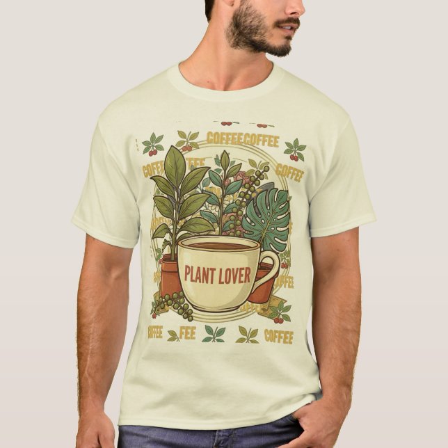 Camiseta Retro Café & Amante de Plantas (Frente)
