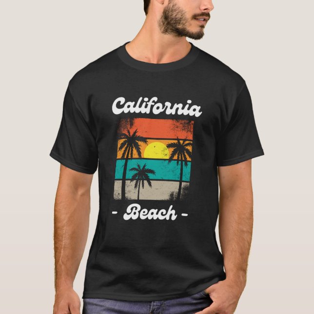 Camiseta Retro California Beach Sunset Art (Frente)