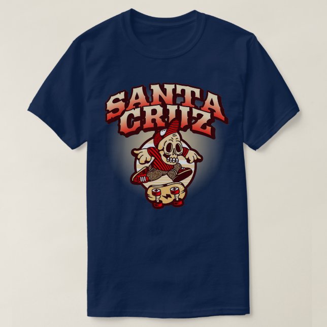 Camiseta Retro California Skateboarder Papais noeis Cruz (Frente do Design)