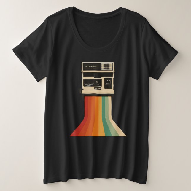 Camiseta Retro Camera with Rainbow Print (Frente do Design)