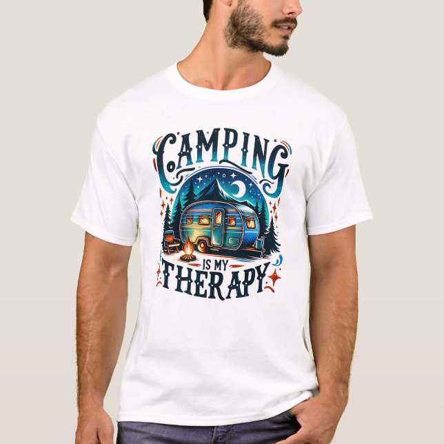Camiseta Retro Camping Is My Therapy (Frente)