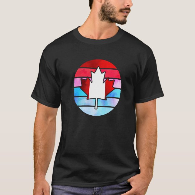 Camiseta Retro Canada Maple Leaf Happy Canada Day (Frente)