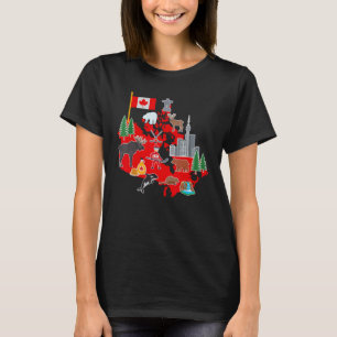 Camiseta Retro Canadá - Sinal e Símbolos Mapeia Folha Canad