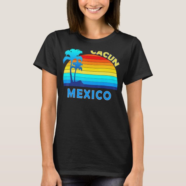 Camiseta Retro Cancun Mexico Beach Summer Souvenir (Frente)