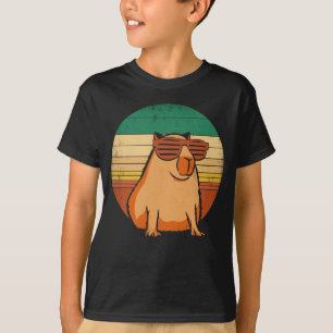 Camiseta Retro Capybara Com Óculos De Sol Vintage Capibara