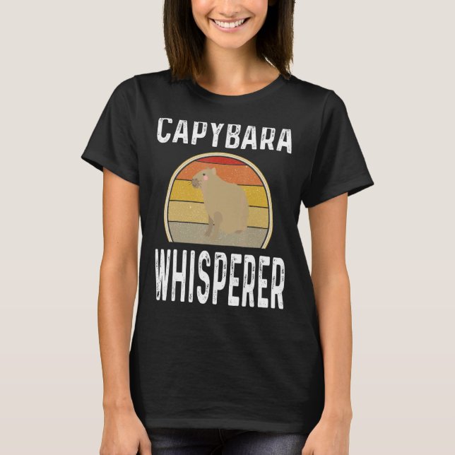 Camiseta Retro Capybara Whisperer Animal Sunset (Frente)