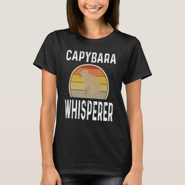 Camiseta Retro Capybara Whisperer Animal Sunset (Frente)