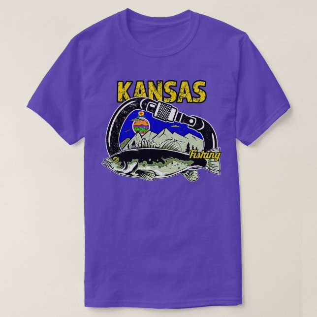 Camiseta Retro Carabiner Kansas Fishing  (Frente do Design)