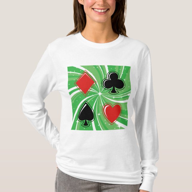 Camiseta Retro Card Suits Vibrant Red and Black (Frente)