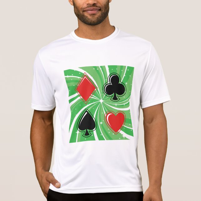 Camiseta Retro Card Suits Vibrant Red and Black (Frente)