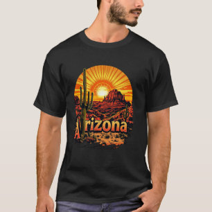 Camiseta Retro Casa Estado AZ Deserto Pôr do Sol Vintage Ar