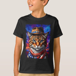 Camiseta Retro Cat EUA Flag Kitten Gatinho Lover 4th