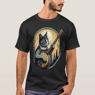 Camiseta Retro Cat Jogando Banjo Gato De Gato De Gato De Ga