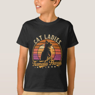 Camiseta Retro Cat Lady Está Votando Kamala Harris 2024