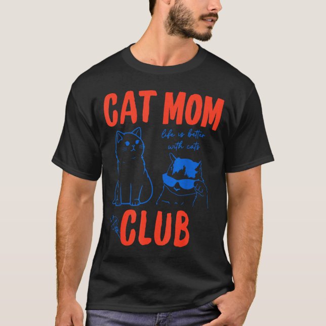 Camiseta Retro Cat Mom Club Funny Cat Meme Mama Grandma Mot (Frente)