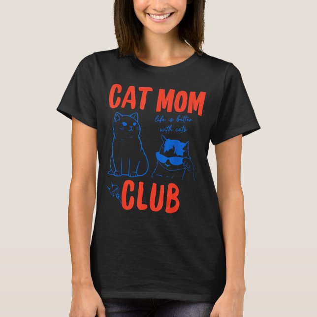 Camiseta Retro Cat Mom Club Funny Cat Meme Mama Grandma Mot (Frente)