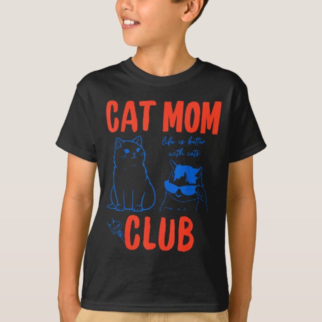 Camiseta Retro Cat Mom Club Funny Cat Meme Mama Grandma Mot (Frente)