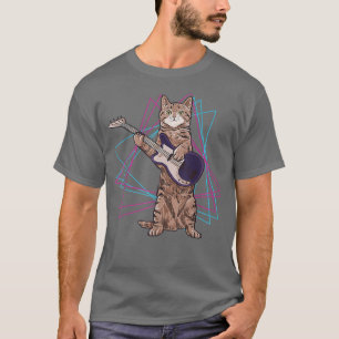 Camiseta retro cat tocando violão gatinho toca guitarrista