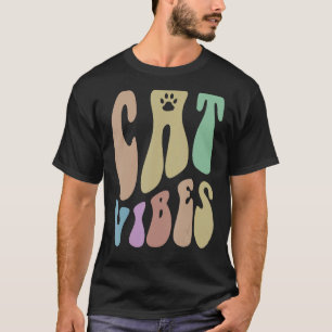 Camiseta Retro CAT VIBES Peça Humor Pet Amando Mamãe Groovy