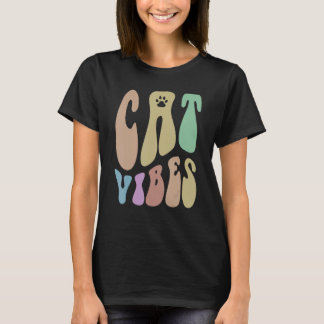 Camiseta Retro CAT VIBES Peça Humor Pet Amando Mamãe Groovy