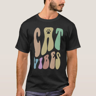 Camiseta Retro CAT VIBES Peça Humor Pet Amando Mamãe Groovy